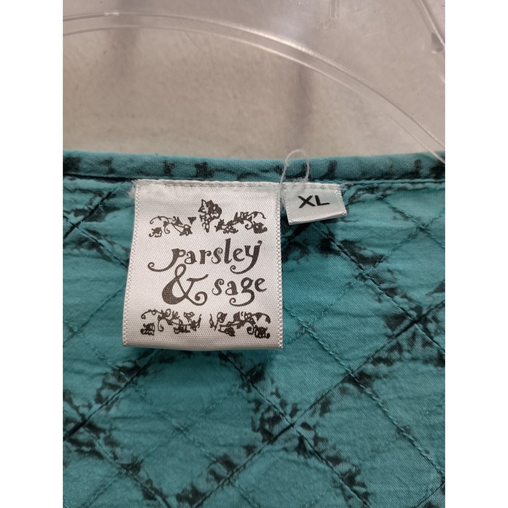 Parsley & Sage Wearable Art Tunic Top Womens XL Blue Embroidered Boho Textured - Picture 3 of 12
